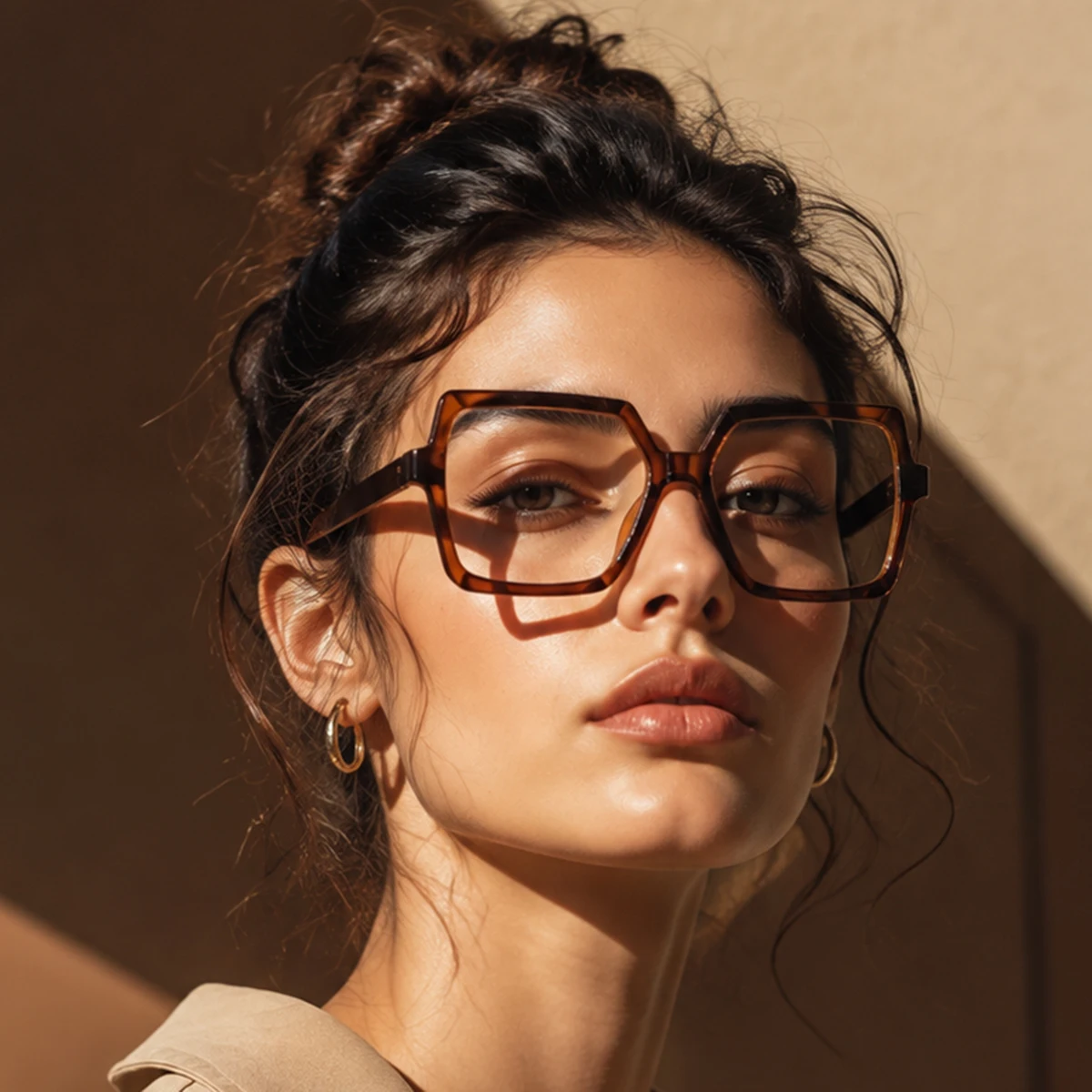 1 Pair of Women's Square-Shaped Personalized Printed Non-Prescription Glasses, Trendy and Eye-Catching, Make the Face Look Smaller, Fashionable and Versatile, Suitable for Fashionistas for Street Photography, Store Vis