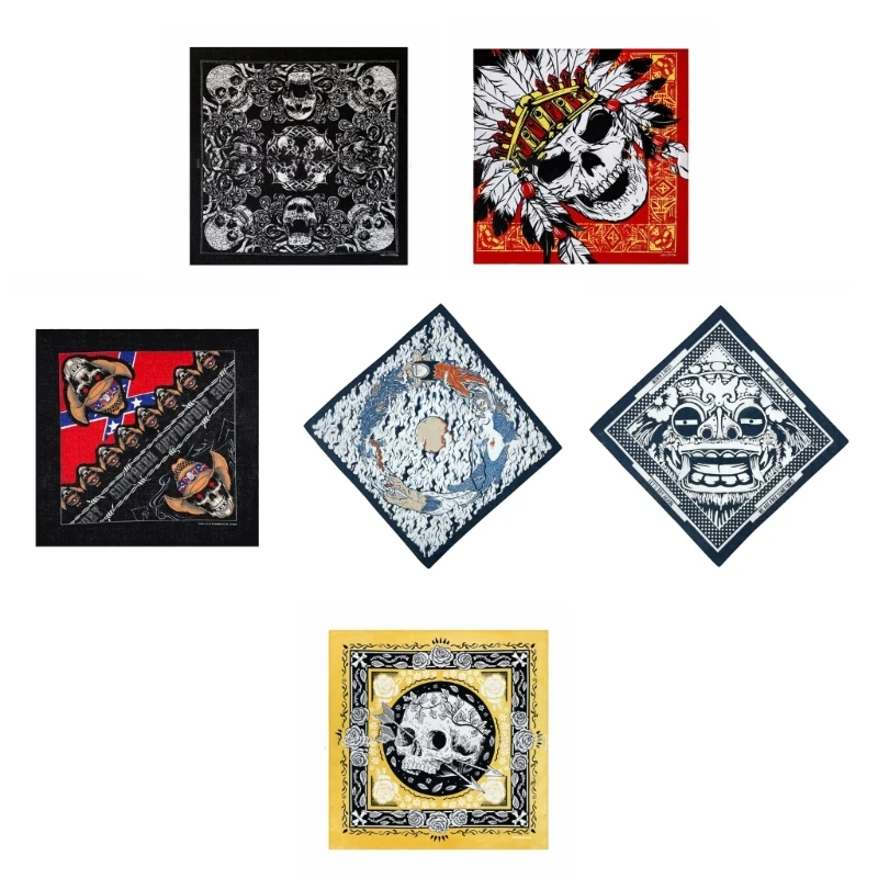 Halloween Skull Neckerchief for Women Men Cotton Fashion Headwrap Turban Scarf Bandannas for Festival Holiday Party Dropship