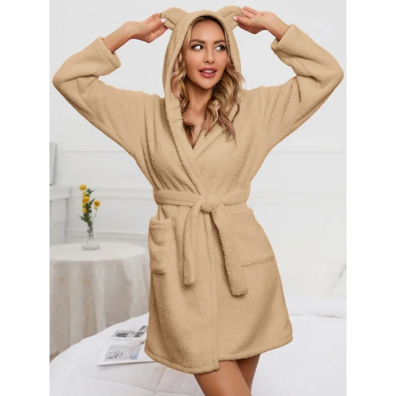 Popular Fluffy Ear Strap Casual Plush Pajamas Onesies for Adults Women Plus Size Onesie Winter Pajamas Women