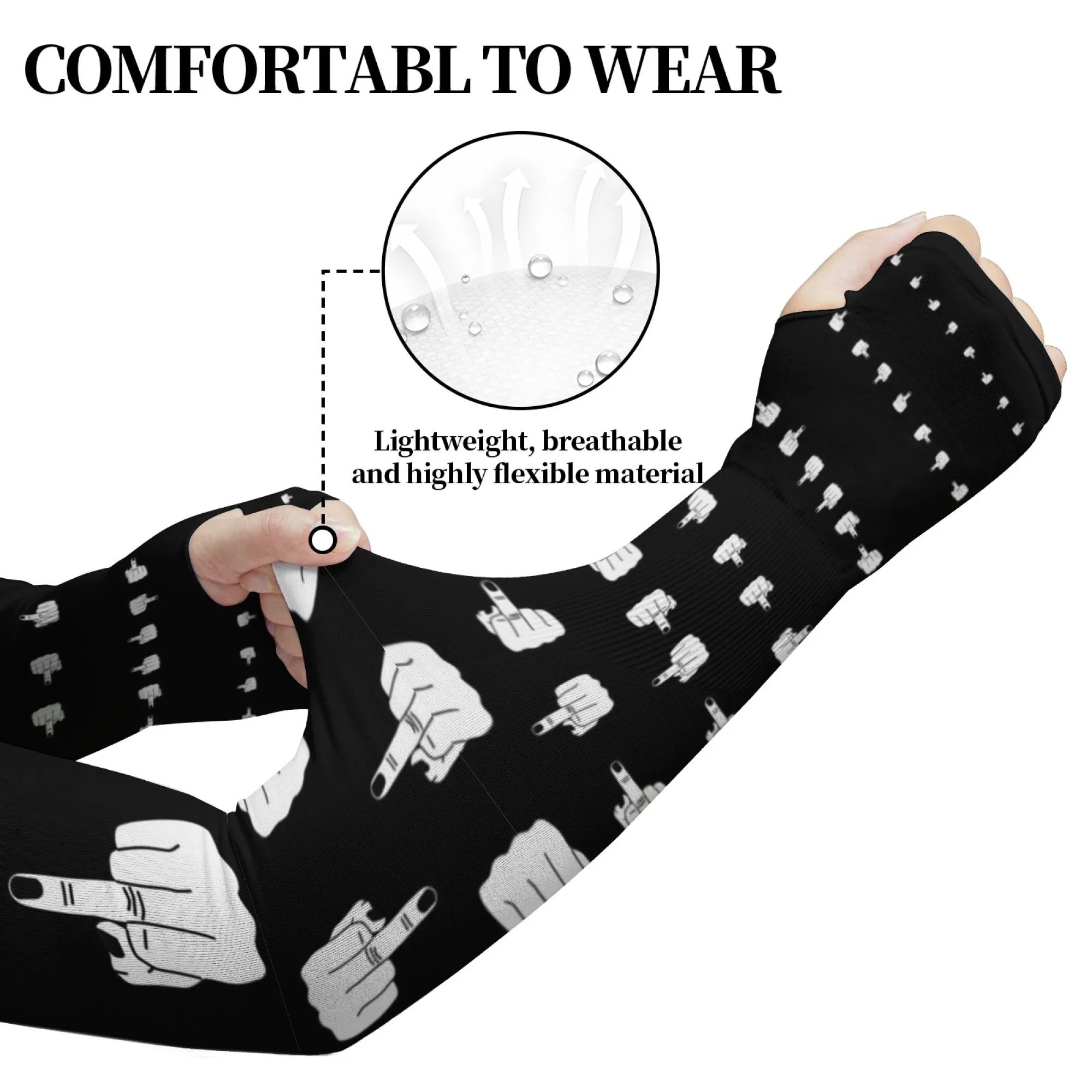 Funny Finger Art Arm Sleeves Unisex Breathable Non-slip Sleeves Outdoor Sports Bicycle Fishing Gardening Protective Sleeves