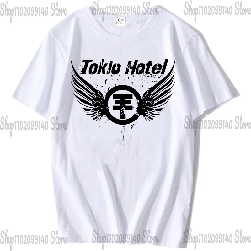 Tokio Hotel  T-shirt Rock Band Kaulitz Back Print Germany  Summer Short Sleeve Black Tee Men Women Plain Clothes