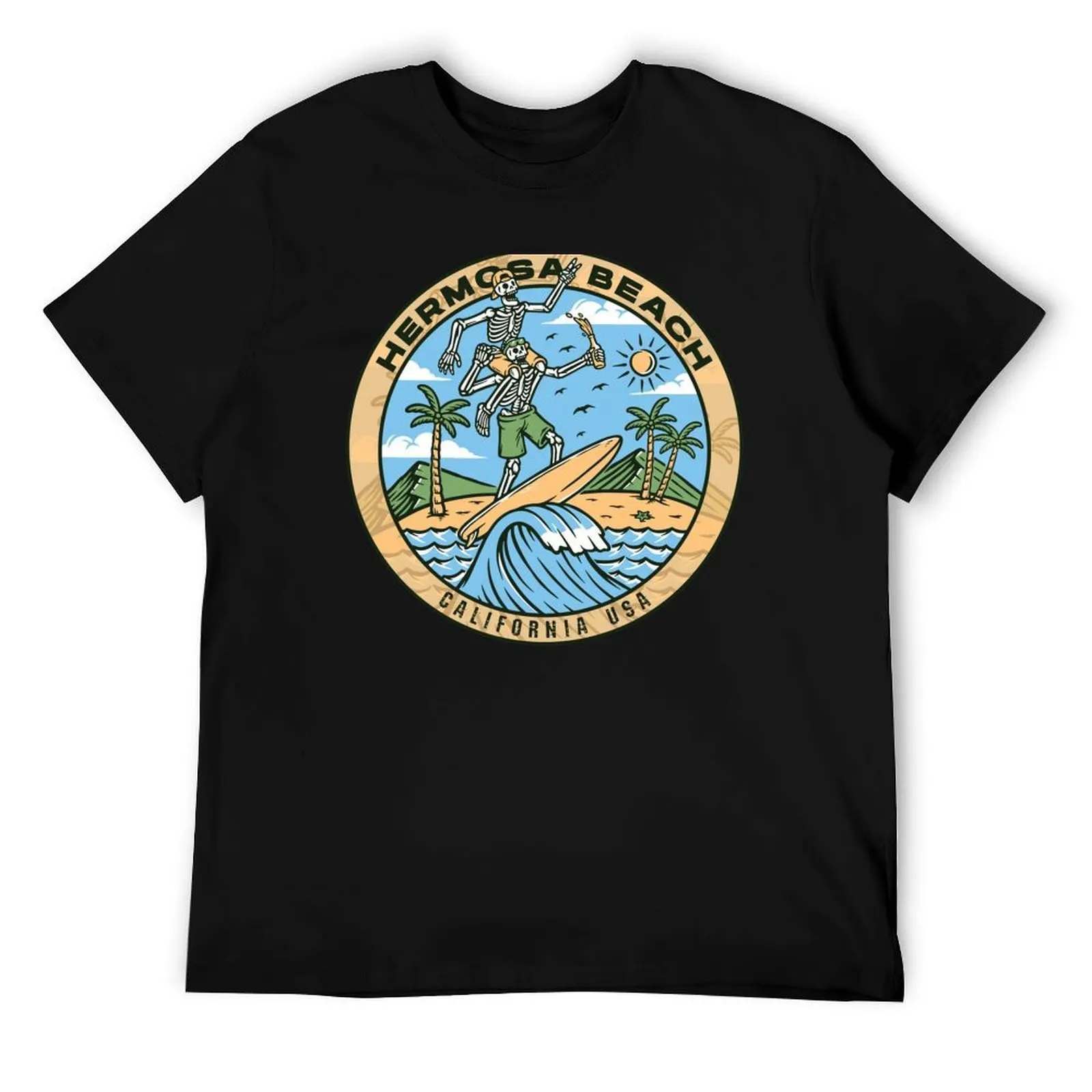 

Hermosa Beach Skeleton Bros T-Shirt man t shirt heavy cotton man t shirt luxury T-Shirt