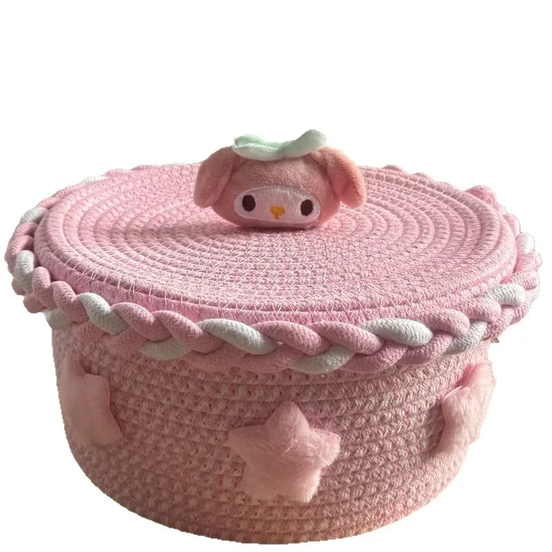 アニメーション ハローキティ シナモロール マイメロディ 麻綿靴 織物 大容量収納ボックス かわいい雑貨整理バスケット