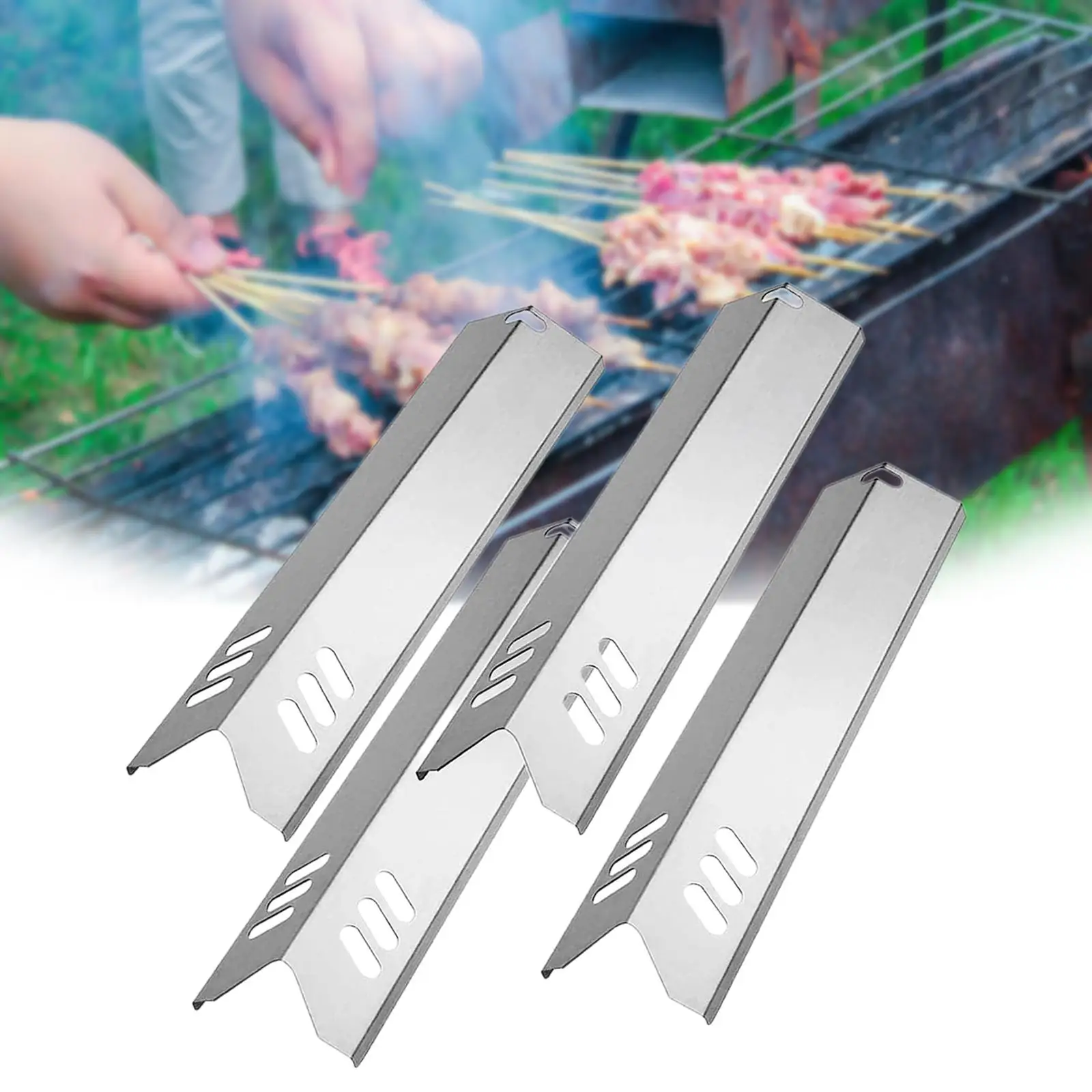 4Pcs Grill Heat Tents Grill Burner Tubes 15 inch Gas Grill Pipe Burner Flame Mash Heat Plate Replacement for Camping Party