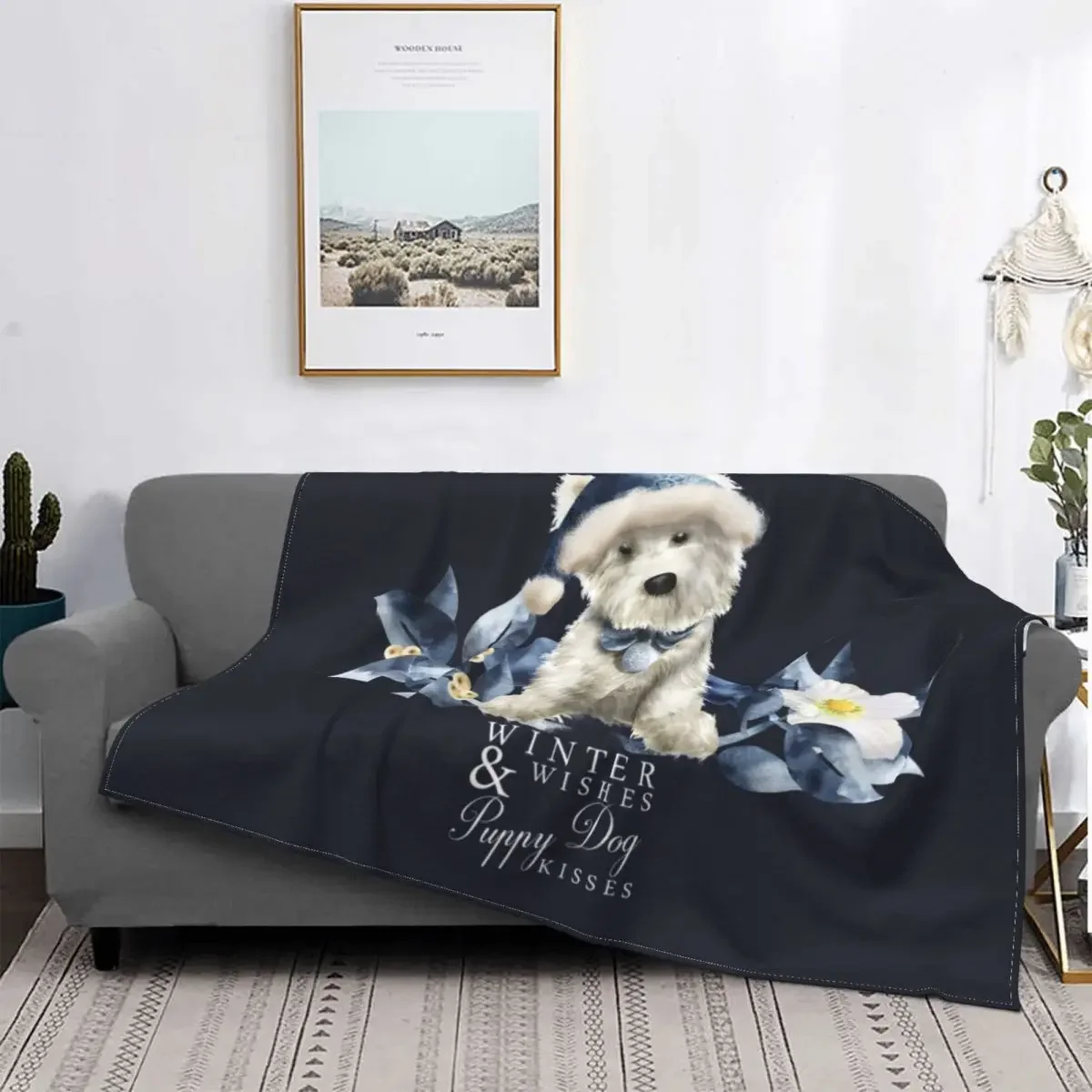 Westie West Highland White Terrier Pattern Flannel Throw Blanket Soft Funny Warm Camping Gifts Boys Girls Sofa Couch Bed Decor