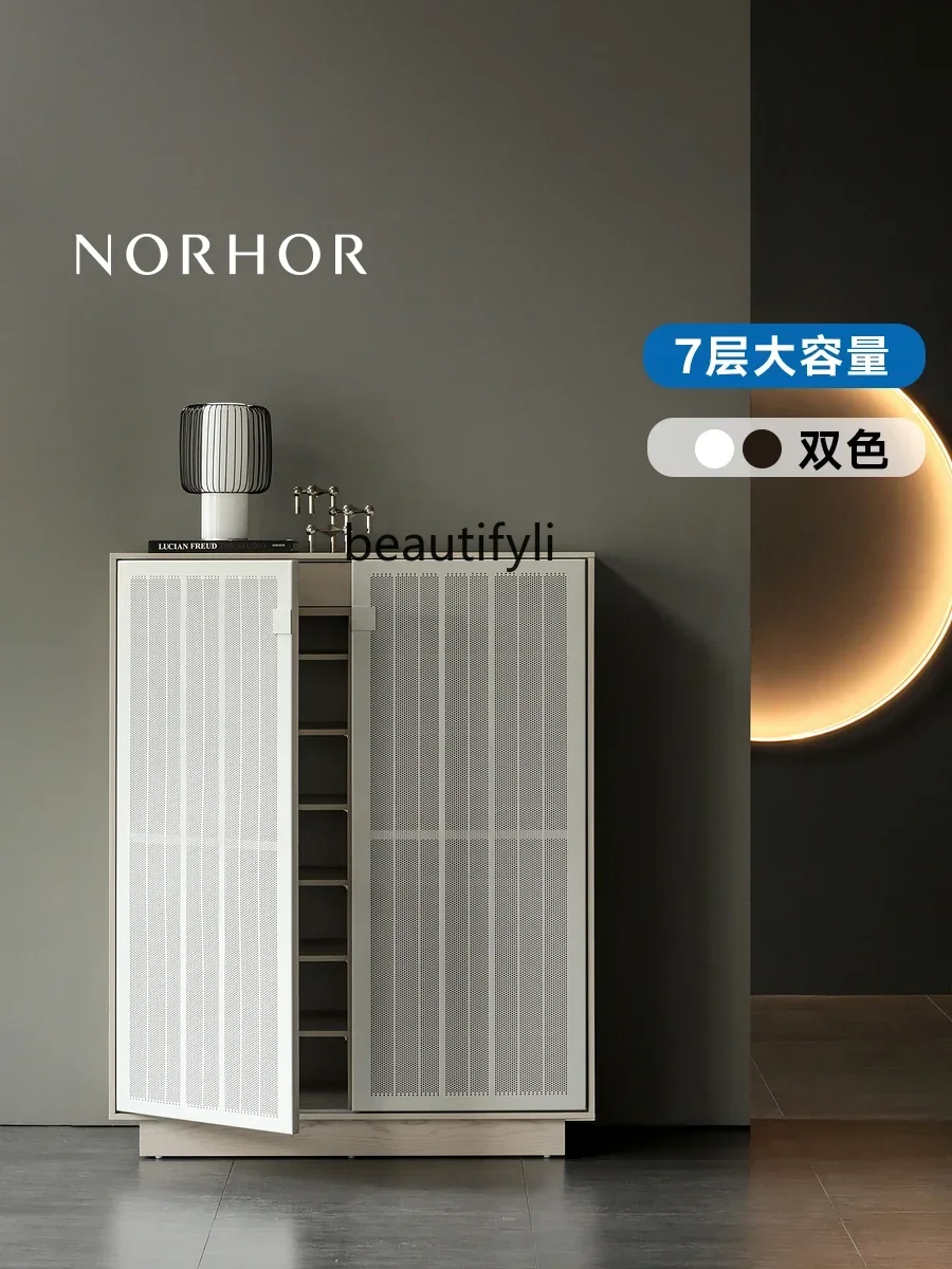 

6239P Nordic Italian simple double door large capacity multi-layer wrought iron entrance shoe cabinet