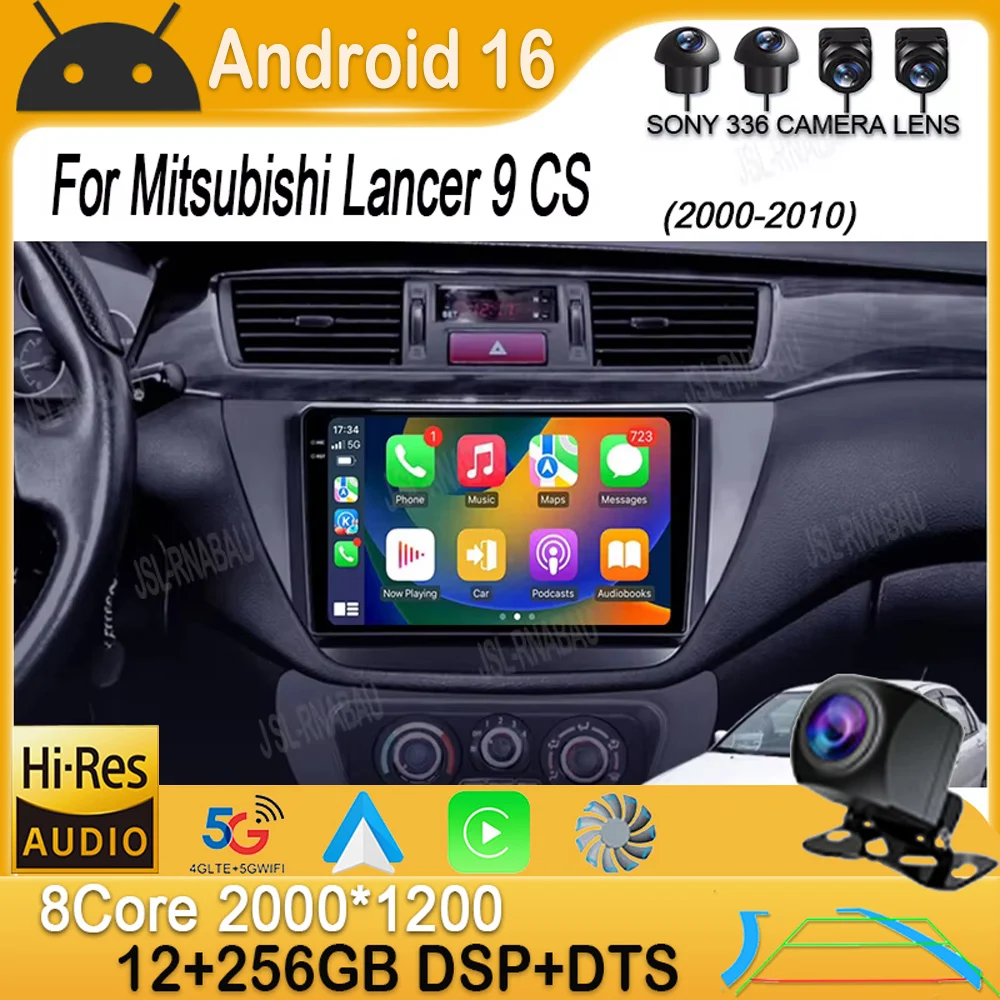 Radio para Auto con Android 16 y Carplay para Mitsubishi Lancer 9 CS 2000-2010, Reproductor Multimedia de Video, Navegación, Estéreo 2Din, Unidad Principal 2 Din