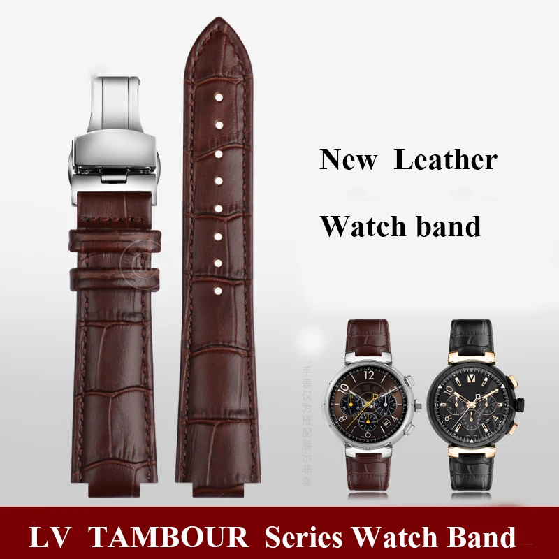 Raised strap For Louis Vuitton LV Tambour Series Q1121 Q114k Dedicated Watchbands 21×12MM Men and Women Genuine Leather Bracelet