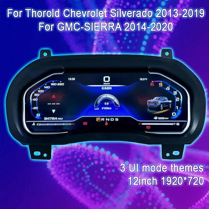 

Digital Instrument Cluster For Chevrolet Silverado 2013-2019/GMC Sierra Speedometer,Dashboard,12.3’ HD screen Wireless Carplay