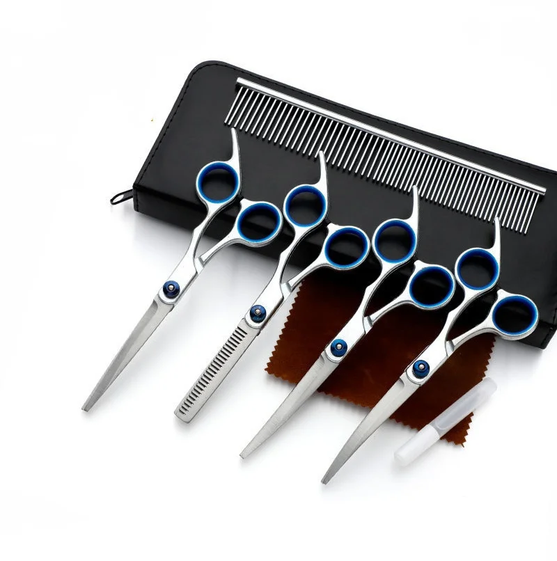 7-teiliges Fellscheren-Set für Haustiere, professionelles Sicherheits-Scher-Set zum Schneiden und Trimmen von Katzen- und Hundenhaaren aus Edelstahl