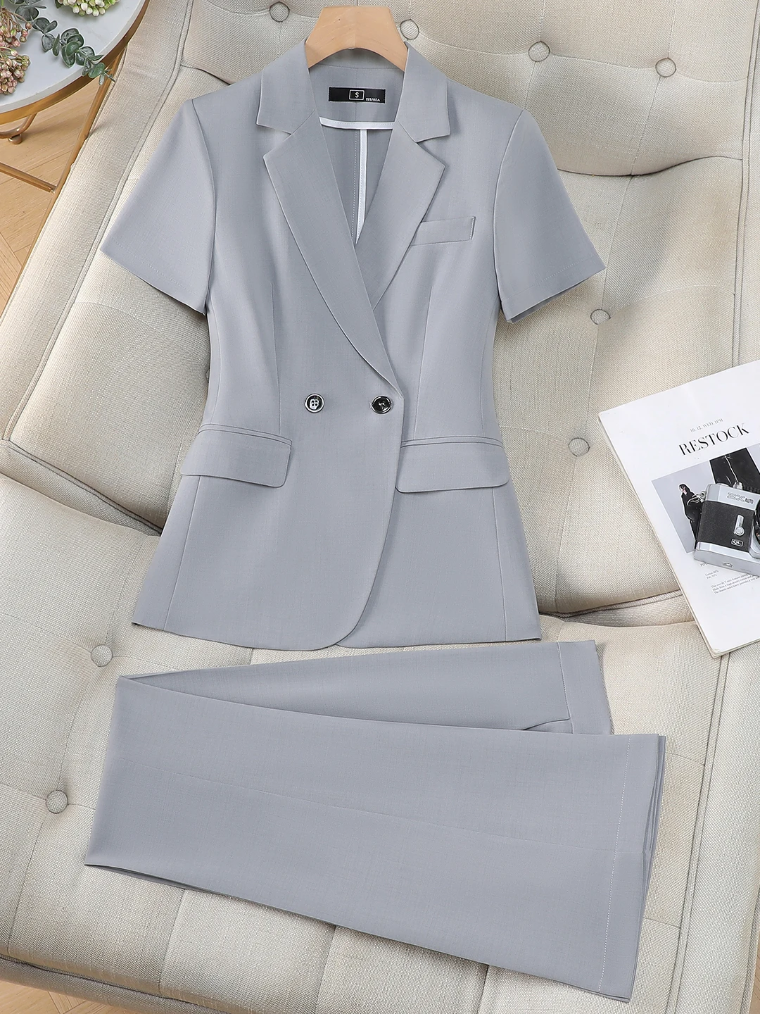 Business Professional Suit Set Women's Commute Workwear Summer New Style Waist-Cinching OL Career -Suit Jacket