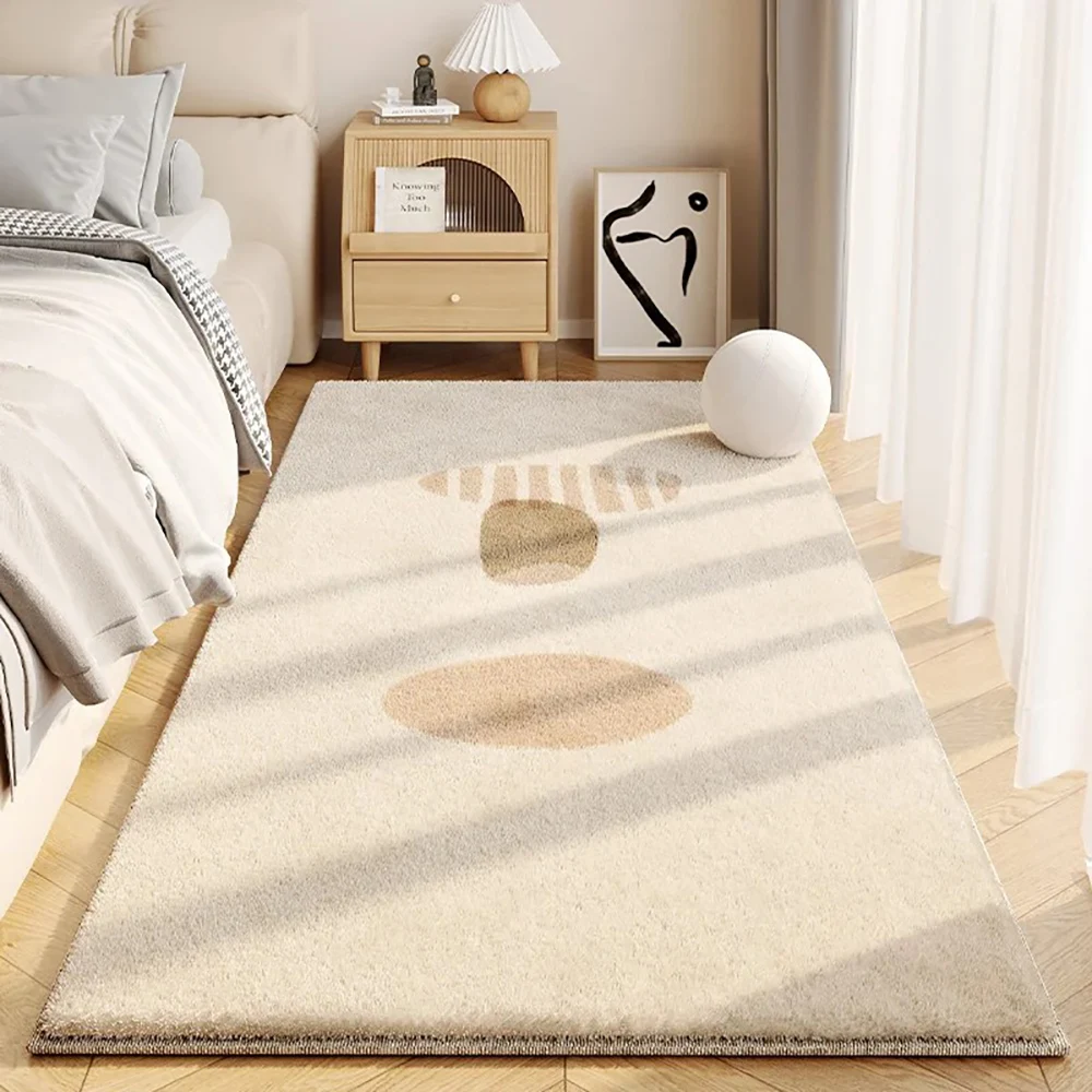 

VIKAMA Simple Cream Style Faux Cashmere Living Room Fluffy Rugs Home Decor Bedroom Cloakroom Bedside Non-Slip Rugs