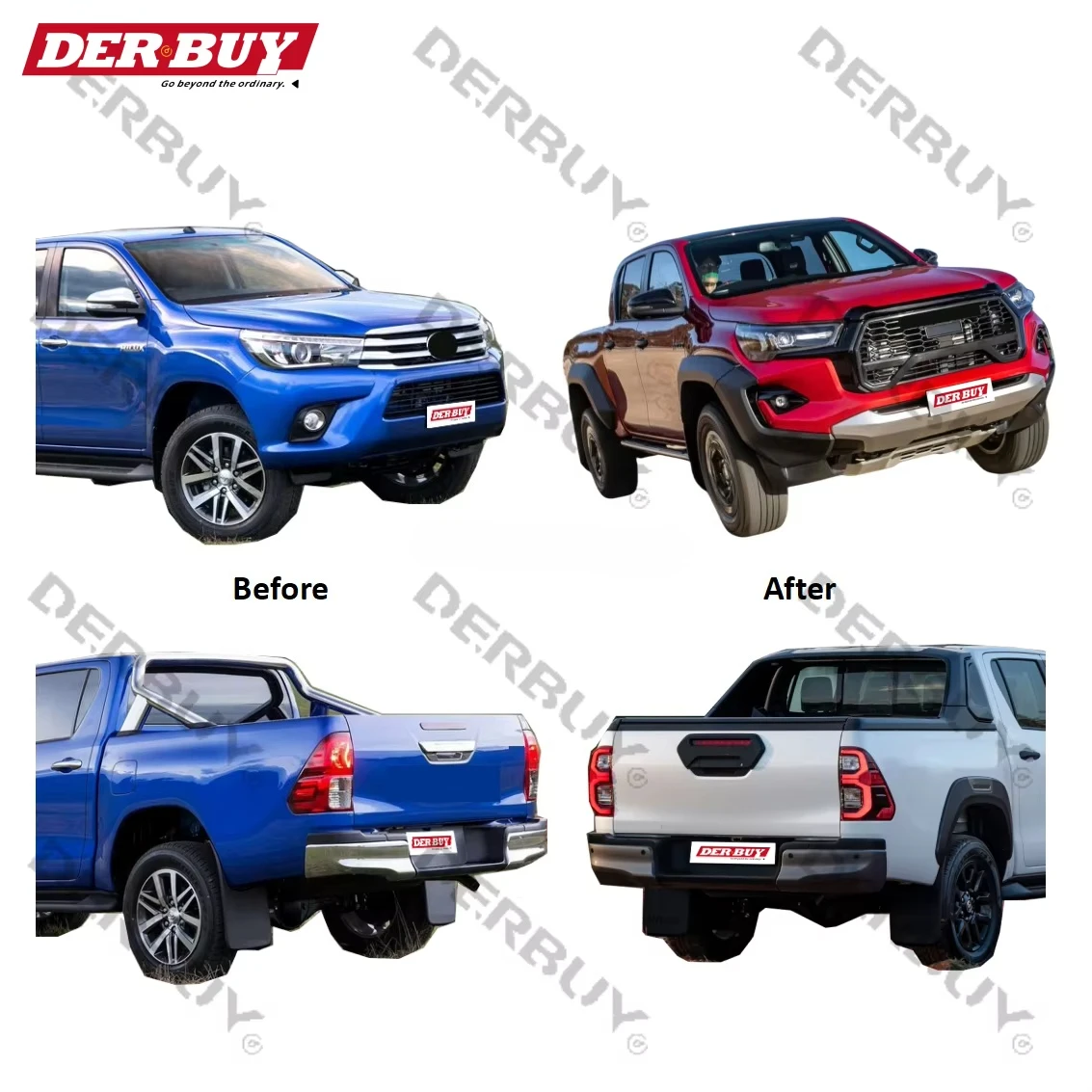 Auto Modification Body Kit for To_yota Hilux Revo Rocco 2015-2022 Upgrade to GR Sport 2023 Style Old to New Perfect Effect