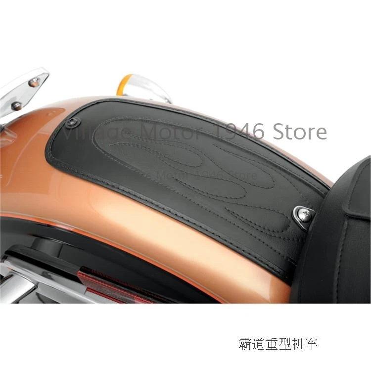 Motorcycle Accessories Black Rear Fender Bib Cover Pad Flame Stitch Leather For Harley Davidson Sportster XL 883 1200 2004-2016