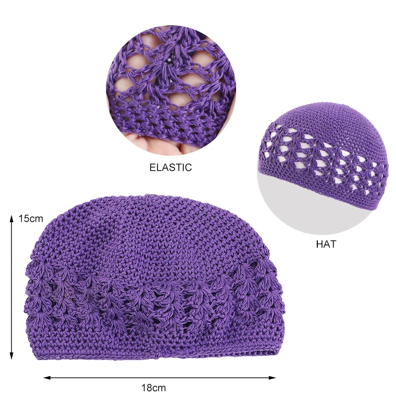 Új kufi kupak tömör Gyapot Nők férfiak Fohász hats Iszlám Iszlám beanie kufi hats Horgol handmade téli tartja Együttérző accessor