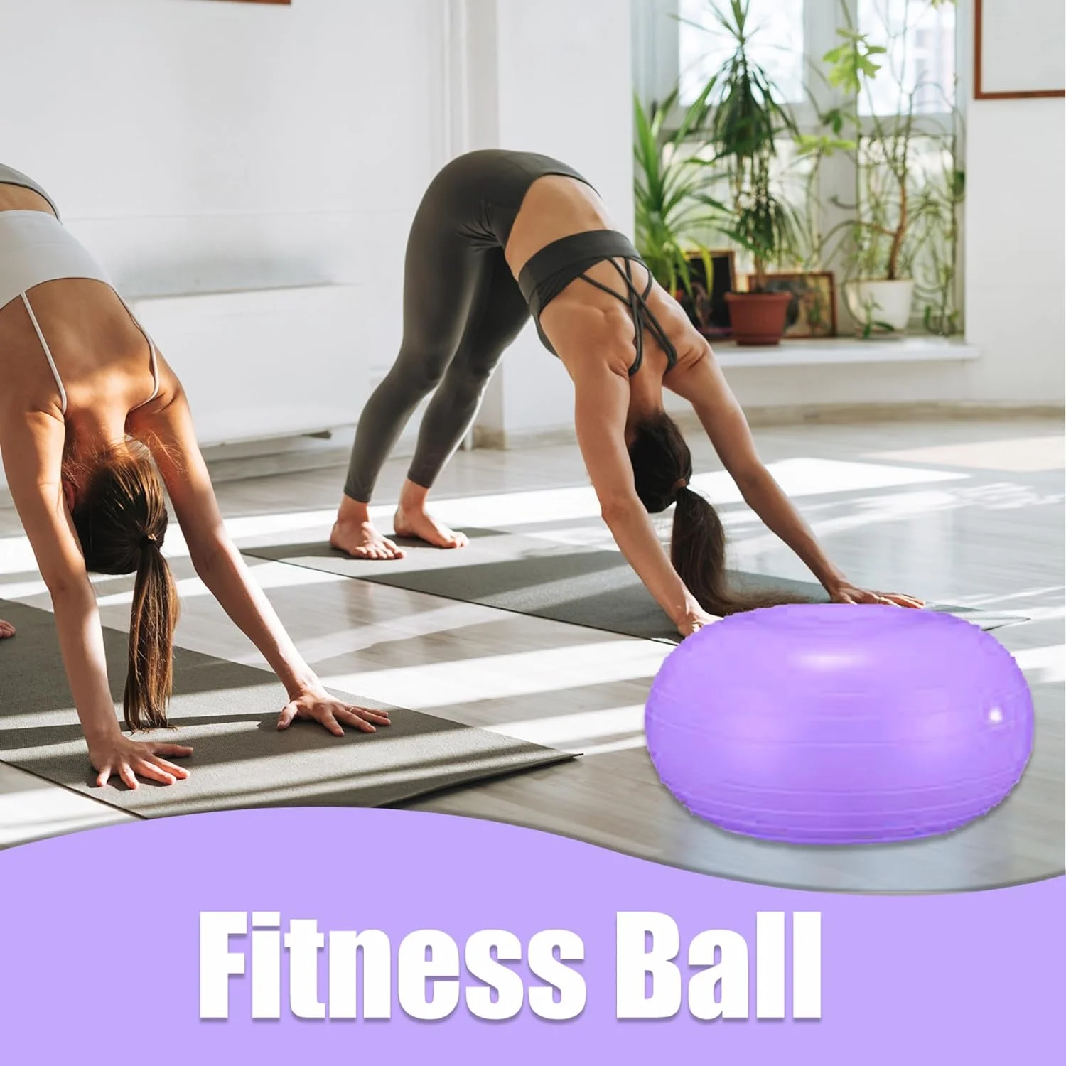 Exercise Ball 20inch Inflatable Yoga Ball with Inflator Anti-Burst Workout Ball Fitness Ball for Balancing Stability Training