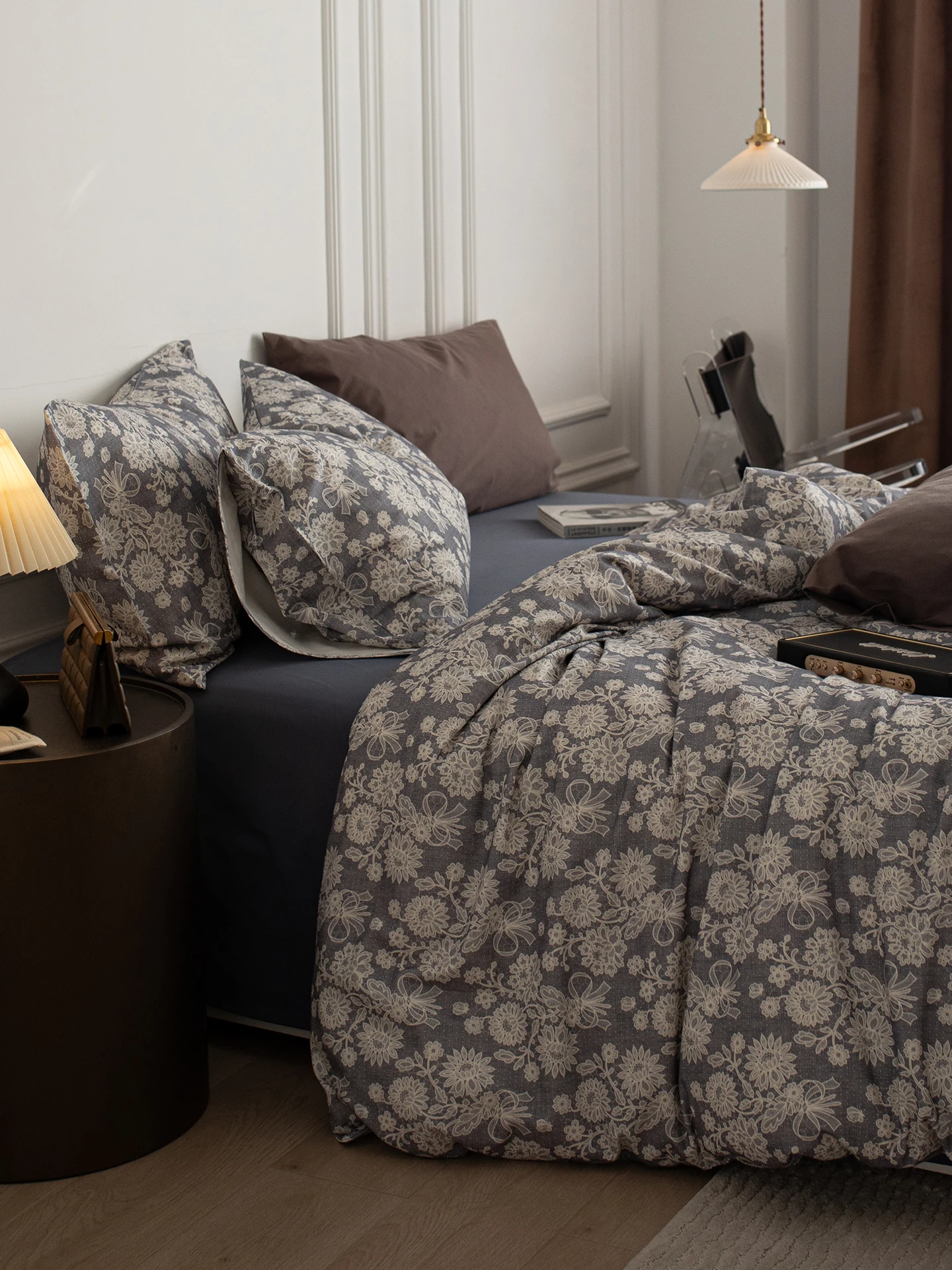 

Комплект постельного белья из утолщенного чистого хлопка для осени и зимы, 3-4 предмета, в американском ретро-стиле, с простыней, пододеяльником и балдахином