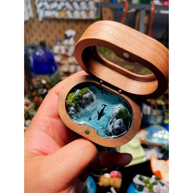 Max Sumeru Mountain Miniature Landscape Model Black Walnut Ring Box Insert Ornament Fragrance Diffuser Gift