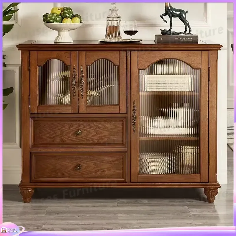 Retro Wooden Shoe Cabinet Entryway Storage Bench Living Room Sideboard Console Table with Shelves Organizer Furniture for view 6