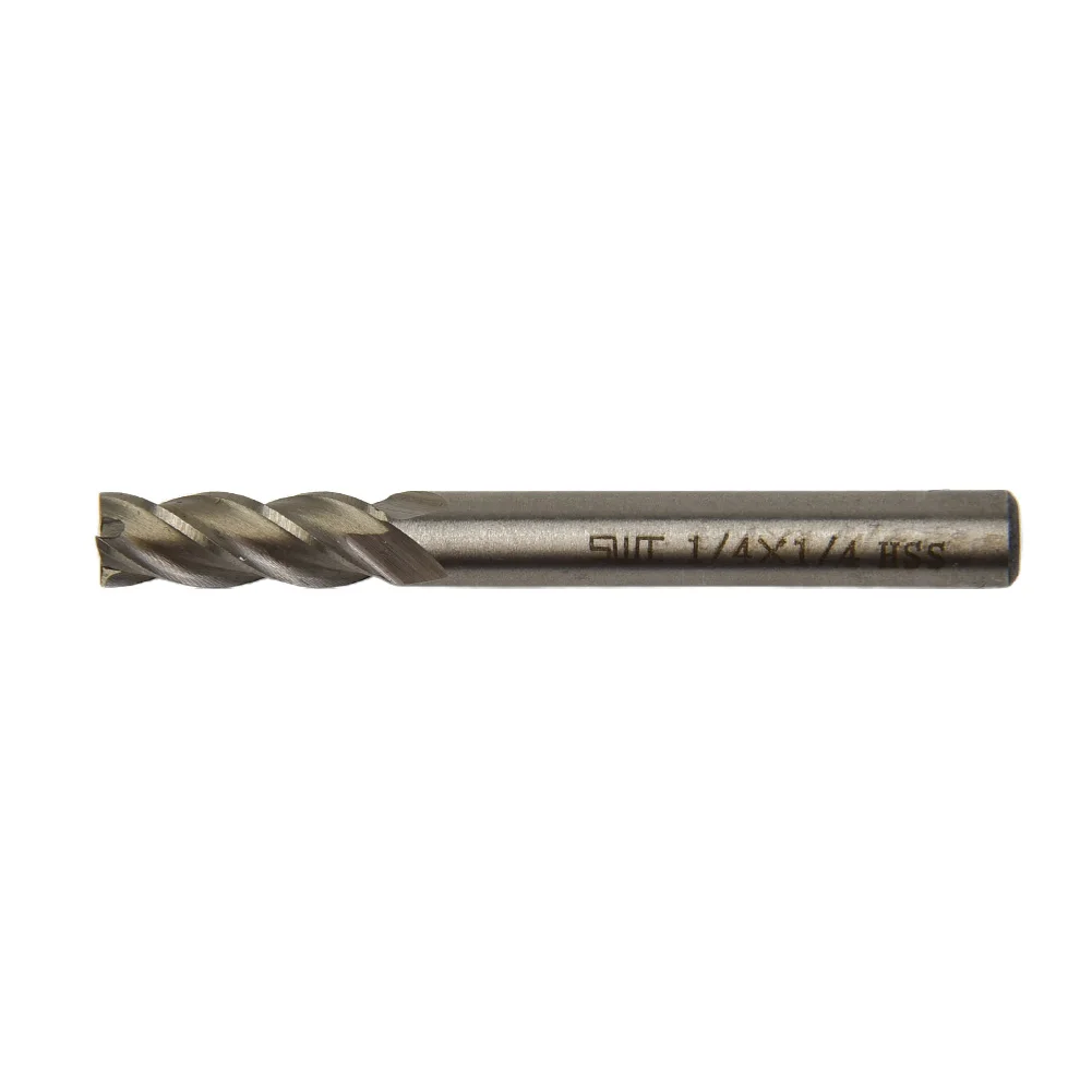 

4 Flute Milling Cutter Machine Straight Shank Bit 1/4*1/4\" Spiral Drill Coated 5pcs HSS Practical Metalworking