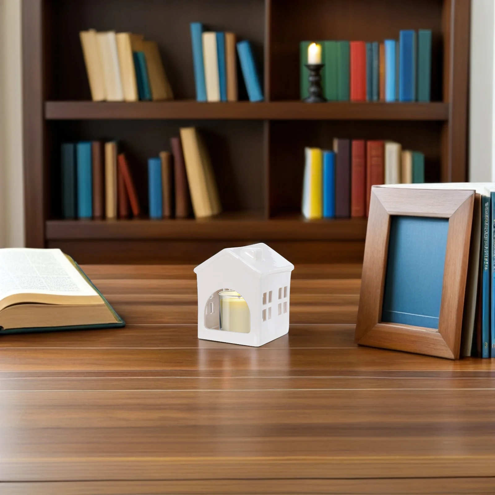 

Modern Ceramic Shaped Holder Heat Resistant Tealight Stand for Cozy Farmhouse Tabletop Decor and Shelf Display