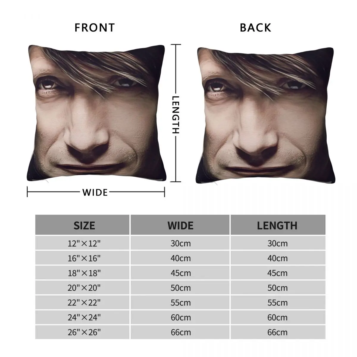 Mads Mikkelsen Hannibal Pretty Criminals Police Dept Mugshot Square Pillowcase Pillow Cover Cushion Zip Throw Pillow for Home