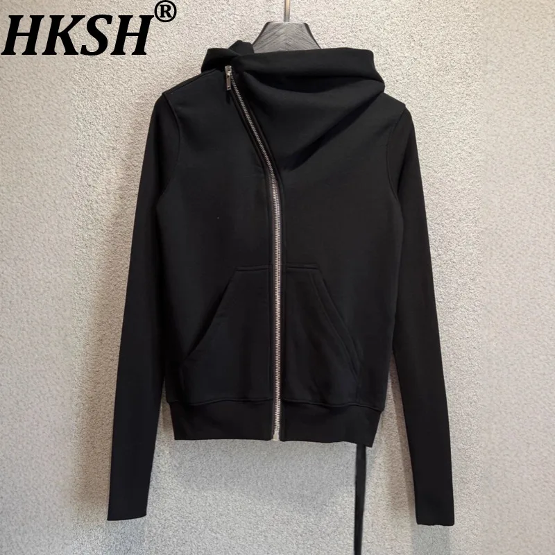 HKSH 2026 春秋新作 レディース パーカー ダーク RO スタイル 斜めジッパーポケット 長袖 ストリートウェア ジャケット HK18689