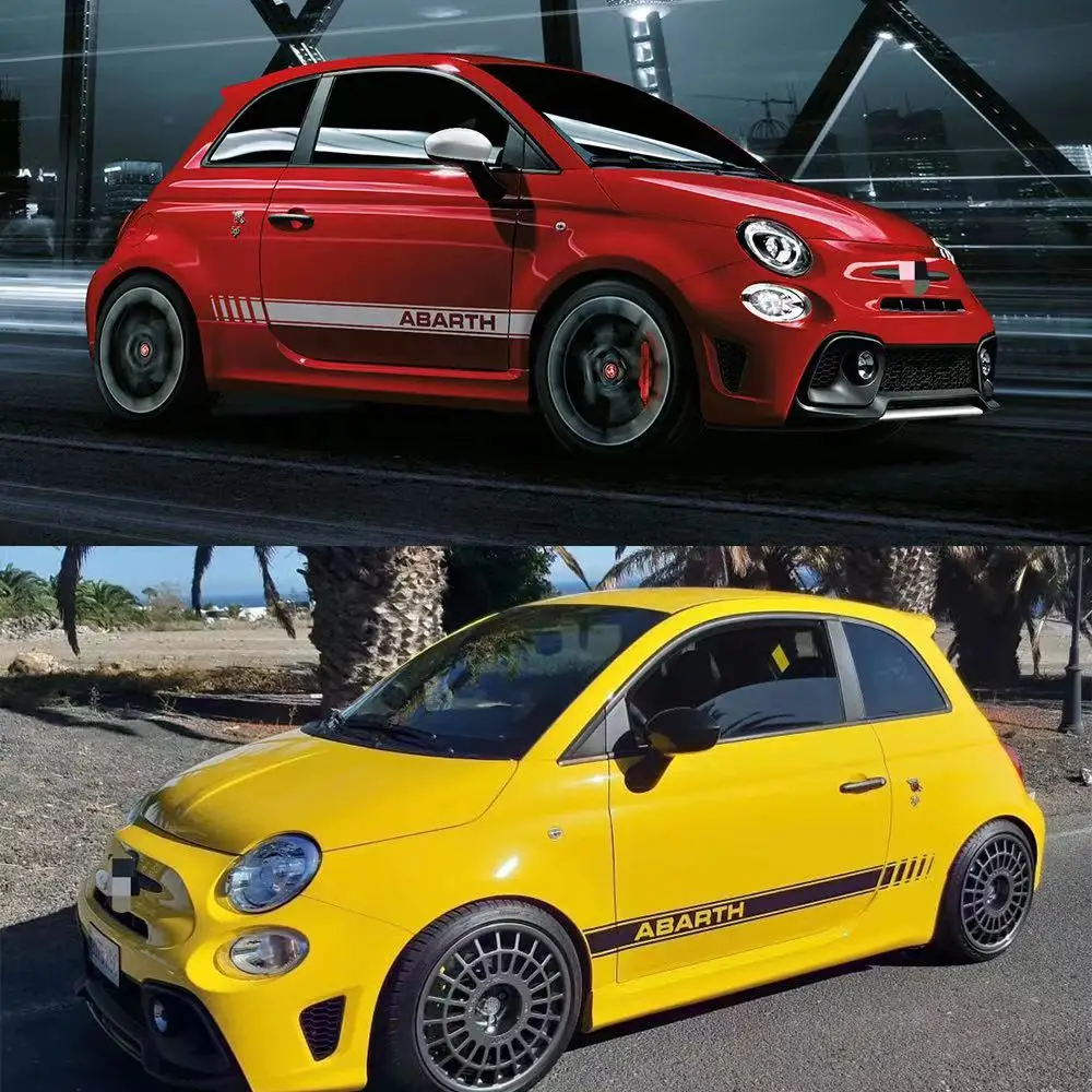 2pcs Car Side Stripe Stickers Auto Vinyl Film Racing Sport Graphics Styling Decals for FIAT Abarth 500 Tuning Accessories