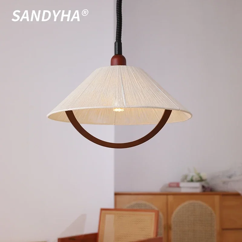 

Classical Retro Adjustable Restaurant LED Pendant Light Creative Weaving Suitable For Living Room Bedroom Study Lighting Fixture