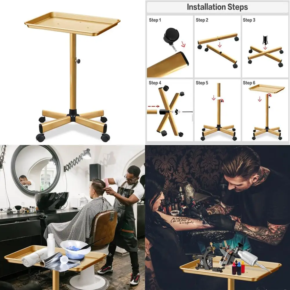 

Регулируемый сервировочный поднос золотистого цвета с защитными свойствами для различных целей: для закусок, инструментов, косметики и многого другого.