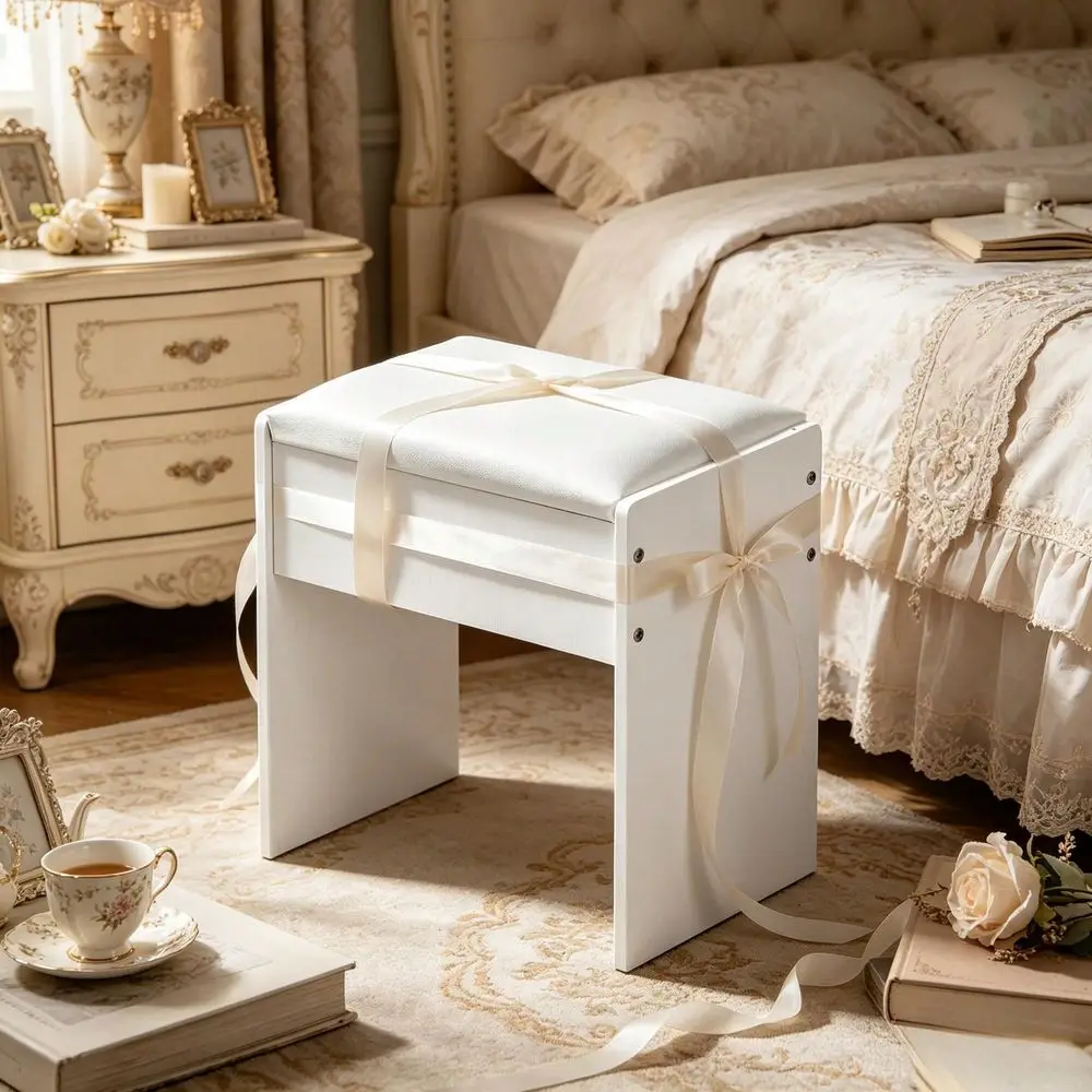 

Vanity Stool White Dressing Table Seat Bedroom Makeup Chair Comfortable