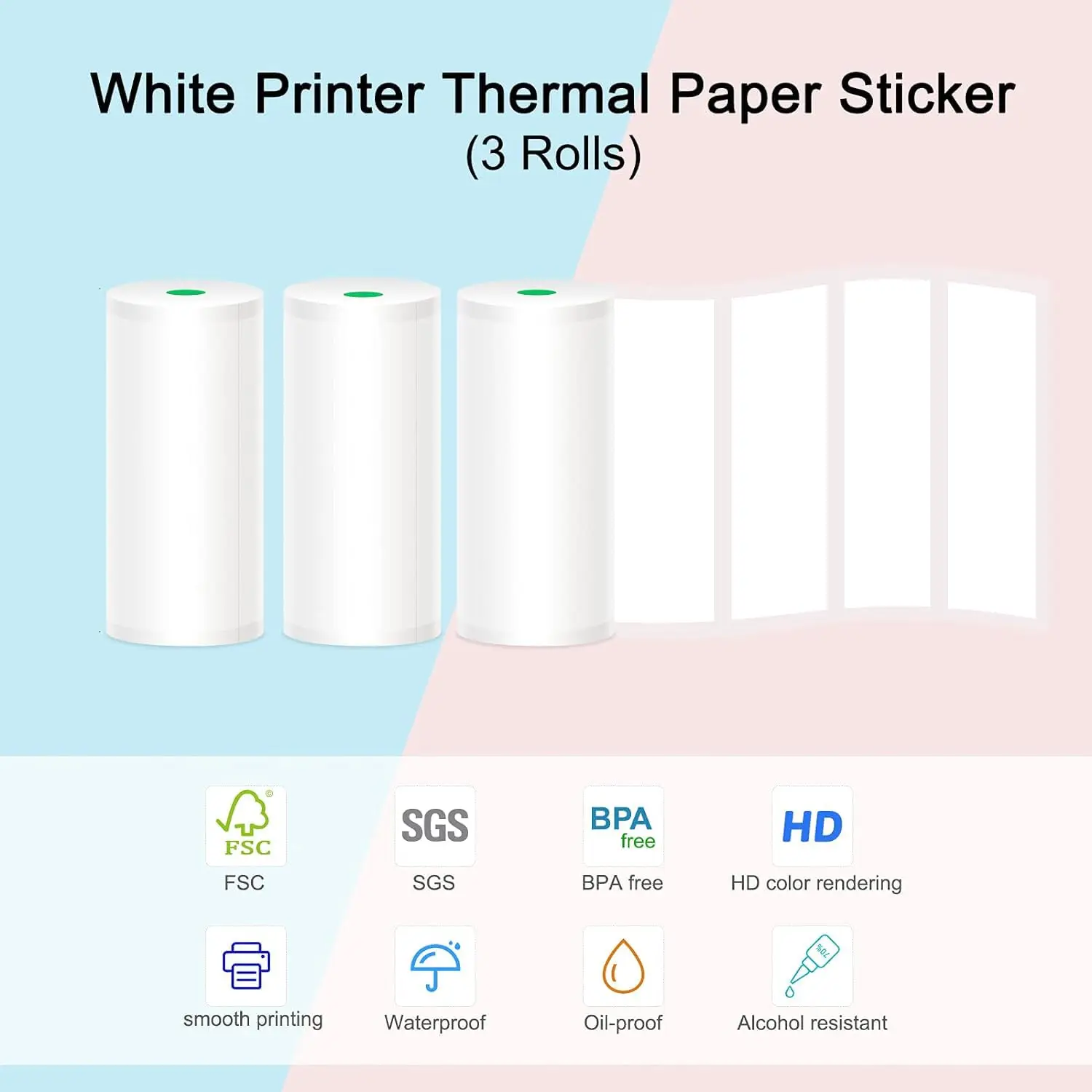 57x25mm Label Paper 15mm/30mm White Color Bear Design Portable Printer Sticker Making BPA-Free Logistics Packaging & Home Office