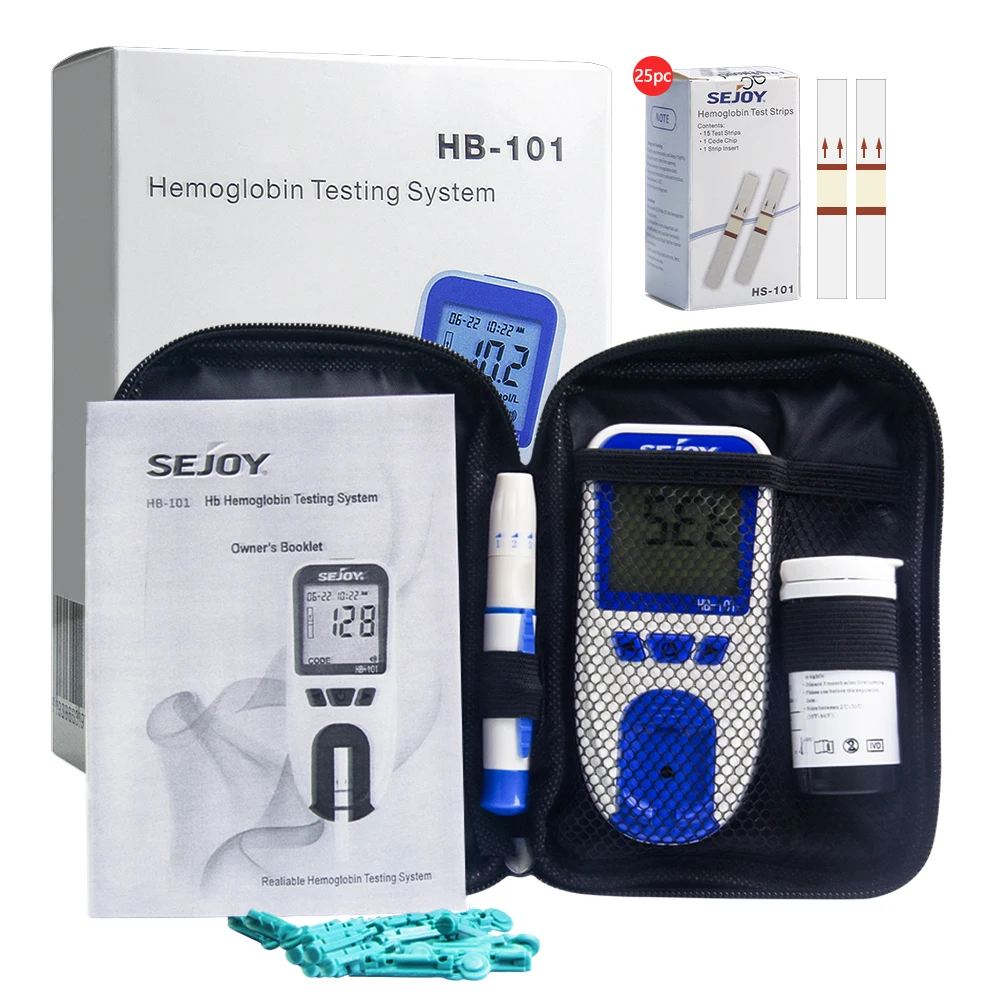 Optical Hemoglobin Meter Analyzer anemia monitor for Test for HB and HCT with 25pc test paper and needle