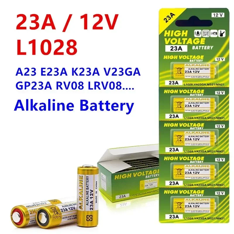 23A 12V Batteries Primary Dry Alkaline Battery L1028 21/23 A23 E23A K23A V23GA GP23A RV08 LRV08 Flashlight Mouse Remote Control