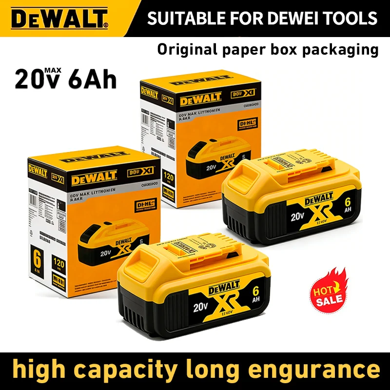 

DEWALT 20V 6.0Ah High Capacity Battery,DCB206,DCB200,Compatible with DEWALT 20V MAX XR Tools,OEM Quality, Extended Run Time