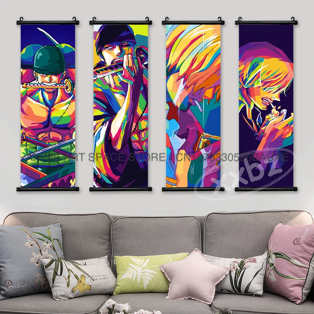 ONE PIECE Hanging Painting Anime Scrolls Picture Law Home Decor Prints Nami Wall Art Luffy Poster Roronoa Zoro Canvas Nico Robin