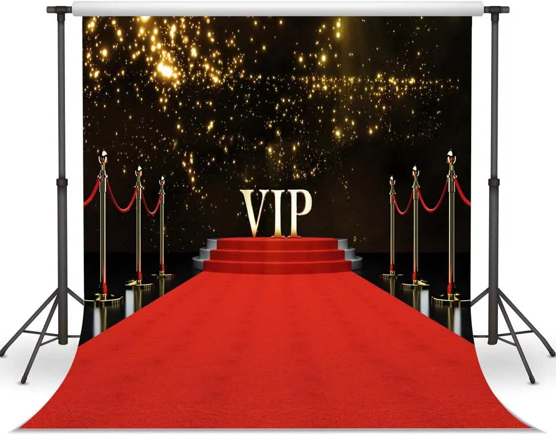 Photography Backdrop The Red Carpet Glittering with Brilliant Stars Symbolizing Success Newborn Kids Studio Background Poster