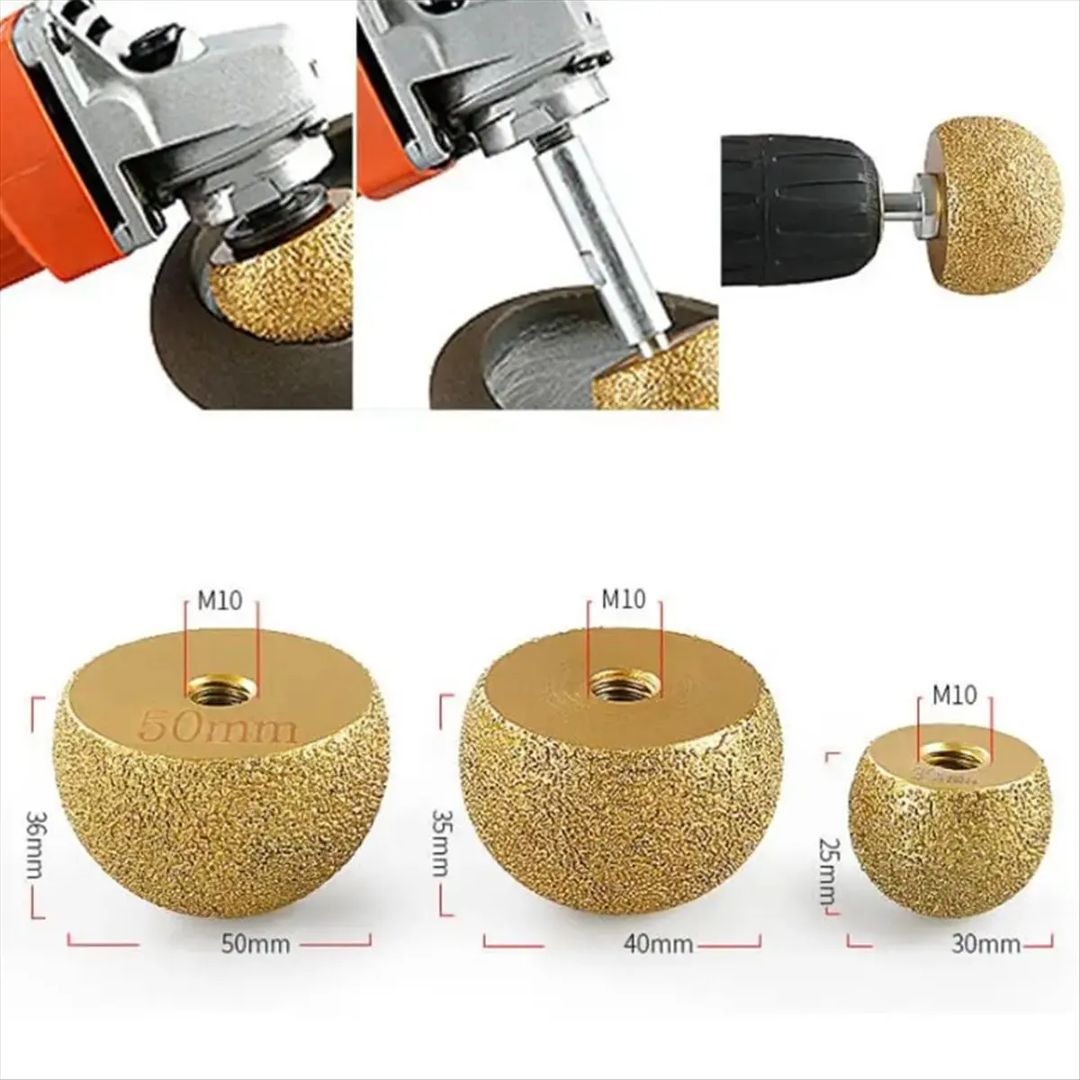A64Z!! Brazing Diamond Mushroom Polishing Cone Pebble Cobblestone Marble Abrasive Tools Inner Circle Flower Pot Arc Grind 50mm