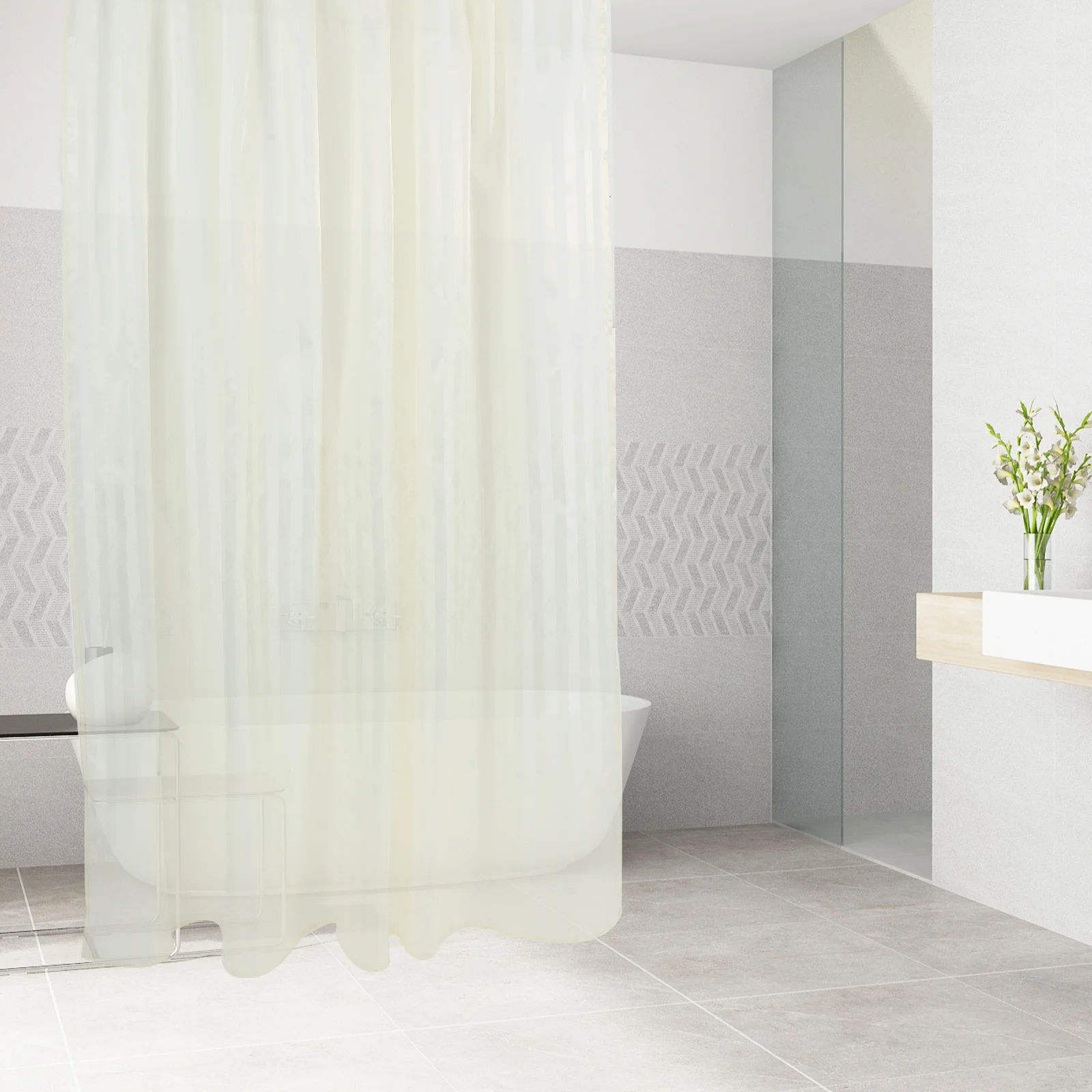 

Striped Waterproof Shower Curtain Lightweight Hanging Washable for Bathroom Dorm Hotel Window Bath Decoration Shower Curtain