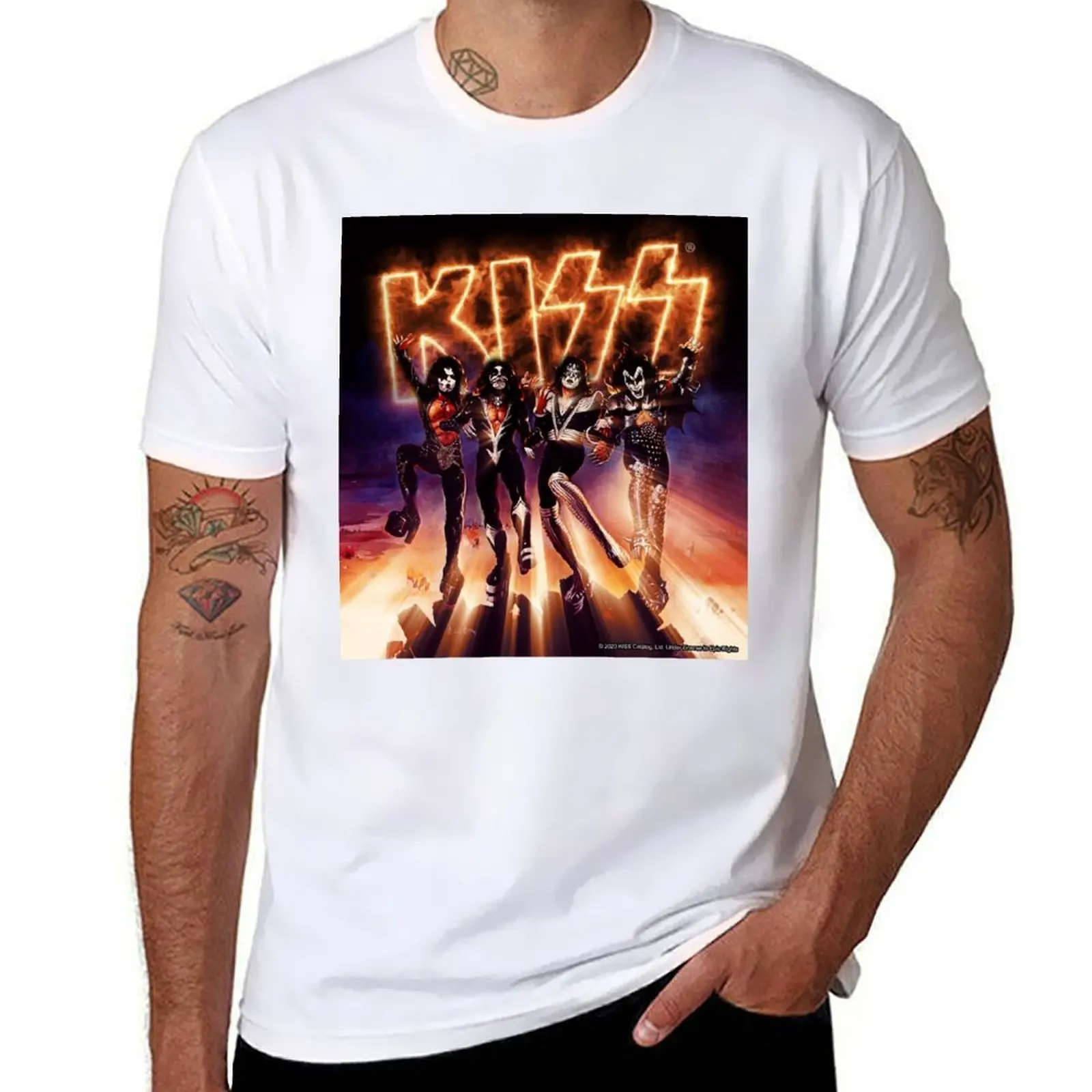 

KISS  the Band - Destroyer Fire Logo T-Shirt t shirt custom print man graphic t shirt T-Shirt