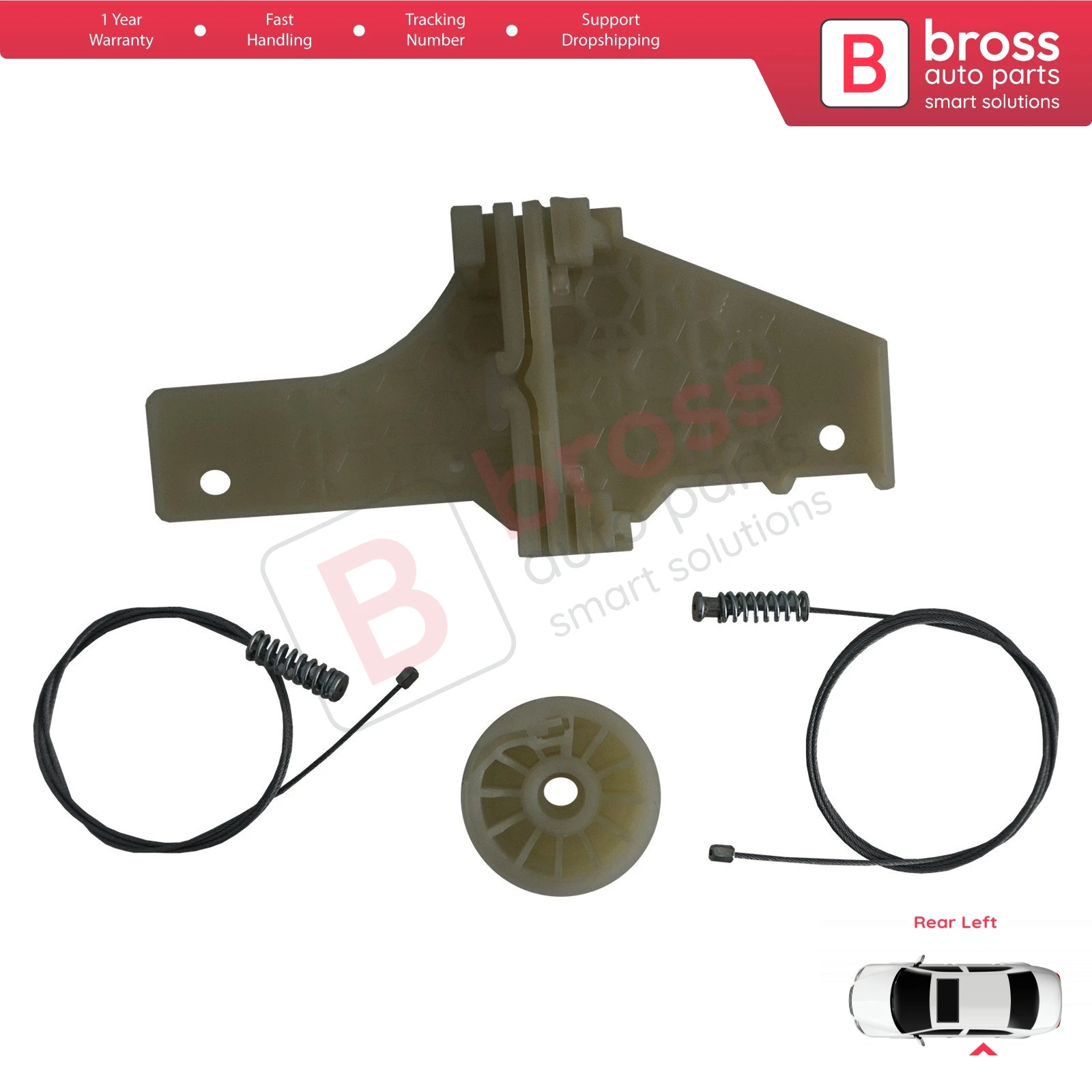 

Bross Auto Parts BWR5339 Window Regulator Repair Set Rear Left Door 9223A3 for Peugeot 207 5-Door Made in Turkey