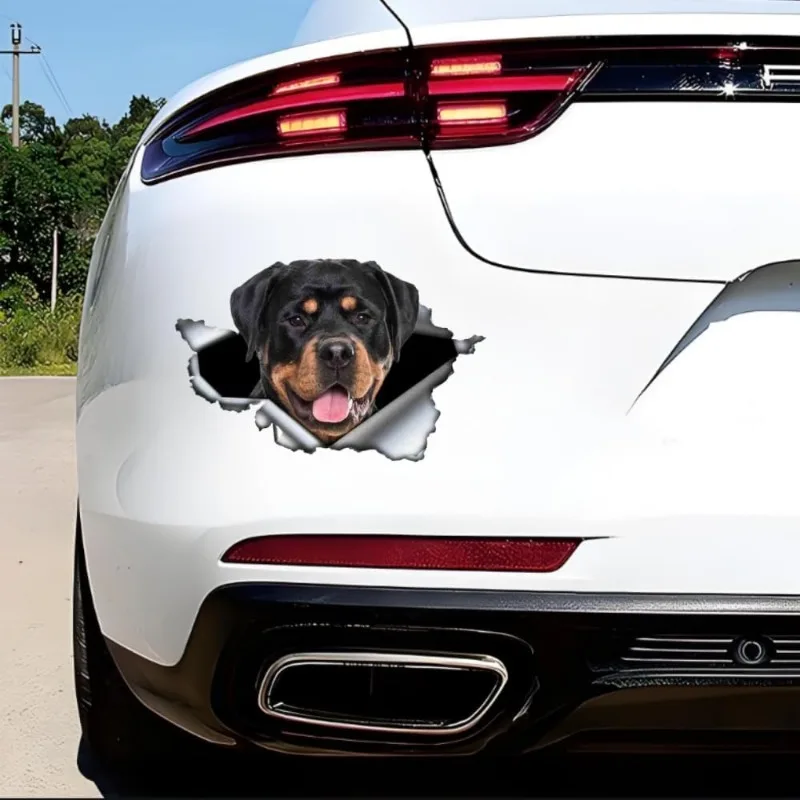 

New Car decals and stickers Rottweiler 3D Breakthrough Effect, WaterprooReflective Funny Sticker 15cm PVC KK