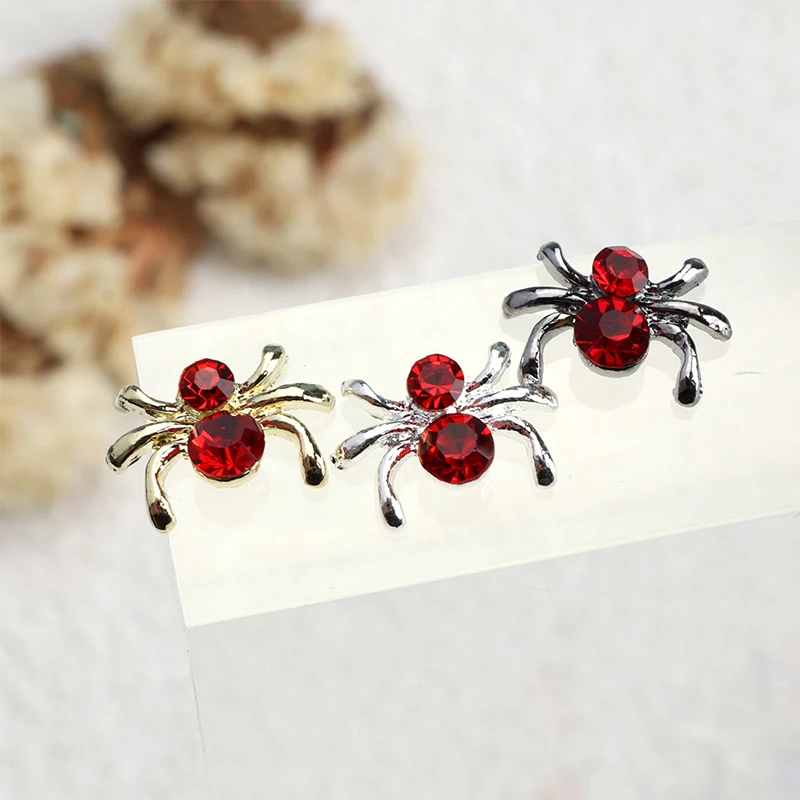 10 sztuk ozdób do paznokci Punk metalowe wzory w kształcie pająka 10.5x7.5mm wielokolorowe ozdoby do Manicure z biżuteria do paznokci pająka