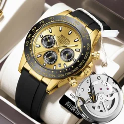 Quartz Men Watches Automatic Movement Hollow Out Waterproof Wristwatch Fashion Silicone Strap Campus Student Watches Gifts