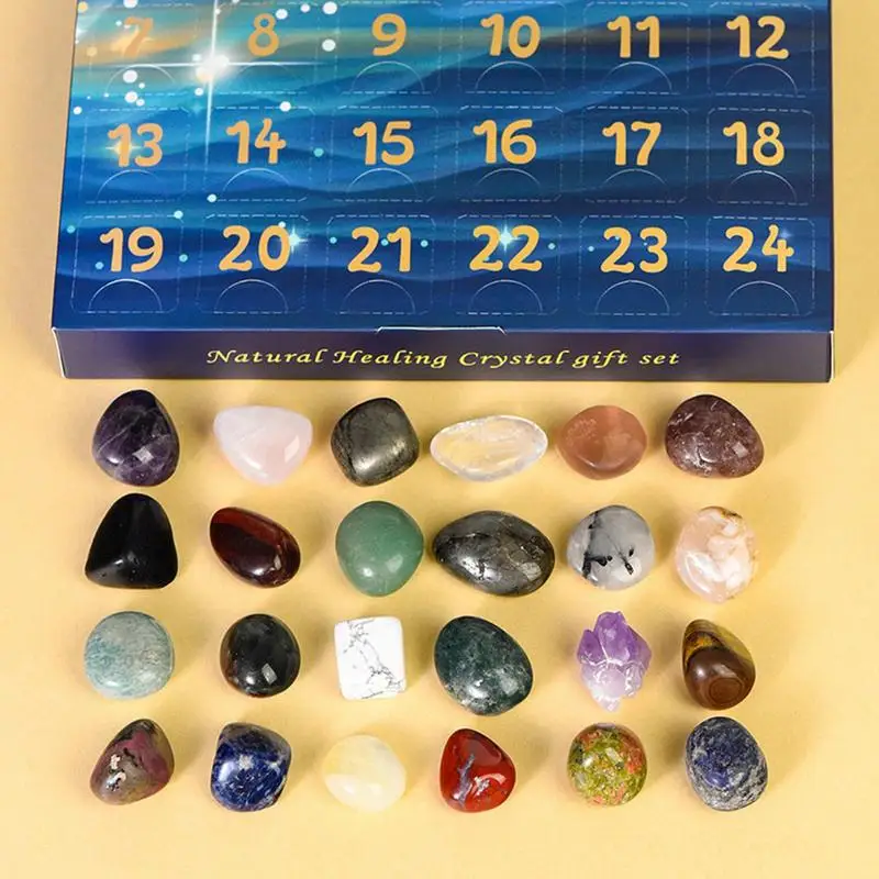 Advent Calendars Crystals 24 Days Christmas Countdown Calendar Natural Crystal & Rock Stone Collection Countdown Calendar For