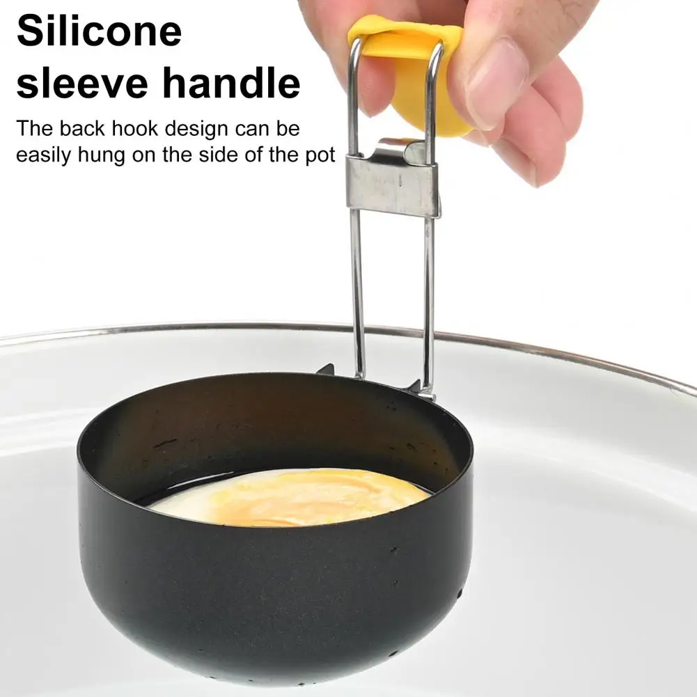 シリコンカバー卵型 シリコン卵調理器リングセット 取り外し可能なハンドル付き オイルブラシ容量 パンケーキ用ノンスティック卵型