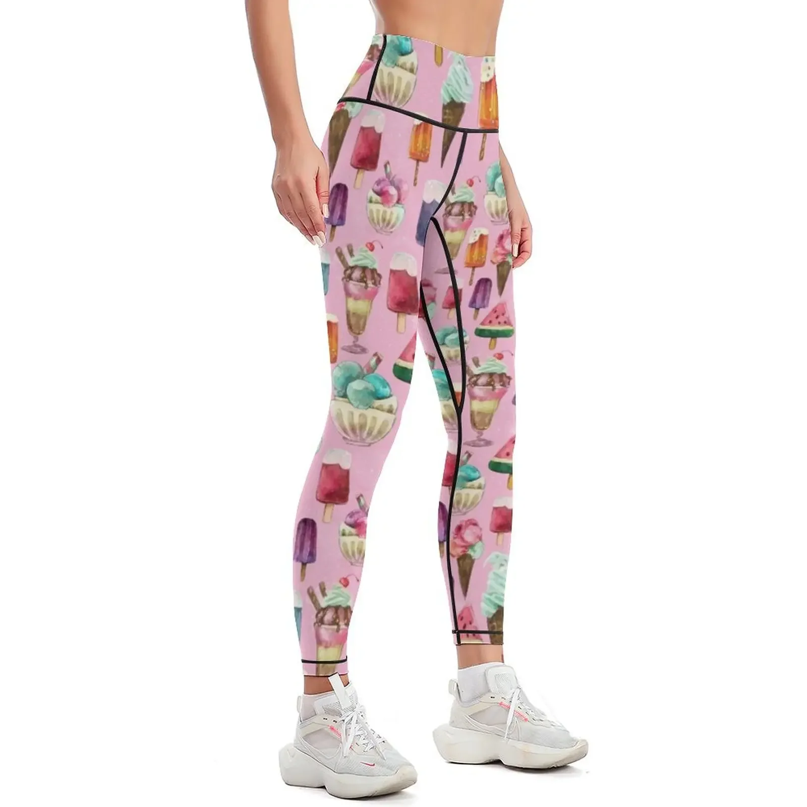 ice-cream pattern Leggings Women's sports pants Women's tights legging gym Women's high waist Womens Leggings