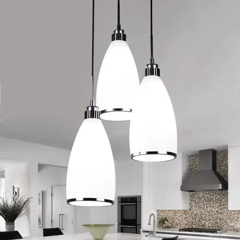 

Modern Simple Glass Loft LED Chandelier Parlor Dining Room Pendant Lamp Bedroom Restaurant Bar Hang Lamp with Free Led Bulbs