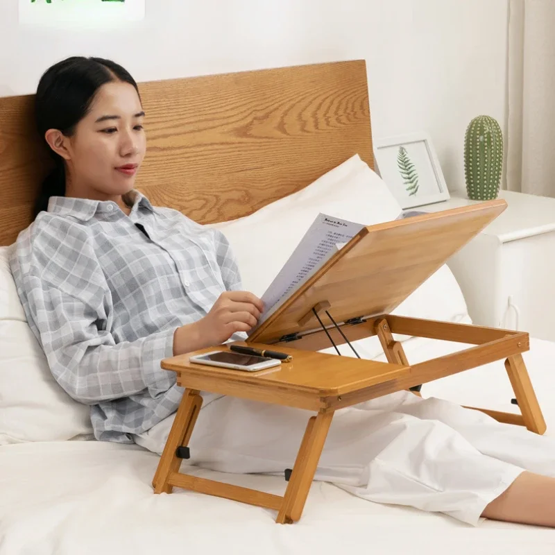 Portable Bamboo Notebook Desk Lightweight Foldable Study Table Multi-Purpose Laptop Desk Sturdy Bed Workstation Ergonomic