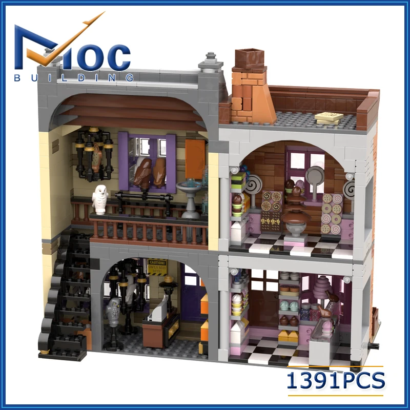 Classic Movie MOC Owl Emporium and Sugarplums Sweet Shop SP011 Building Block Castle Model DIY Assembly Brick Toy For Children